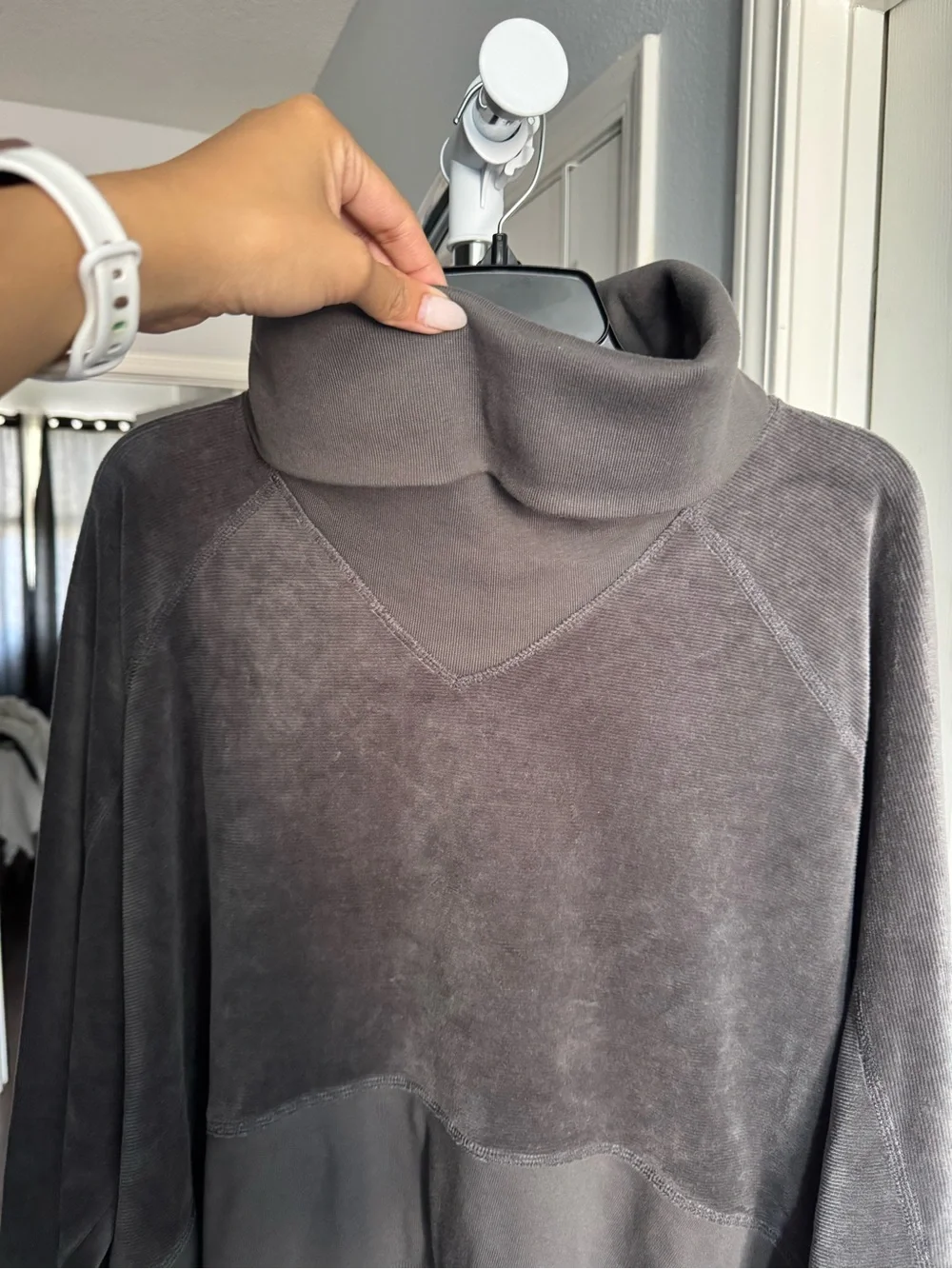 NWT FP Movement by Free People Gray Velvet Cowl Sweatshirt